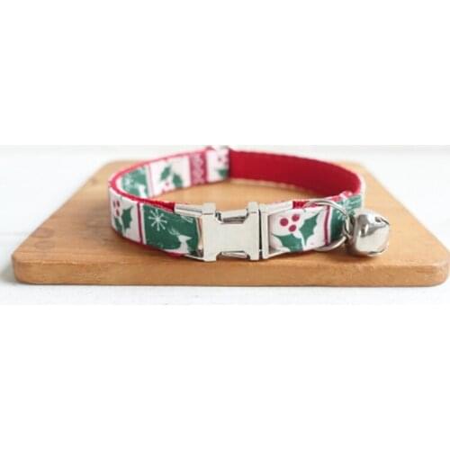 Pet Small Dog Collar THe CHRISTMAS DEER Adjustable Cat Nameplate ID 2 Sizes Poly Satin And Nylon Cat Collar Sash Small Bell