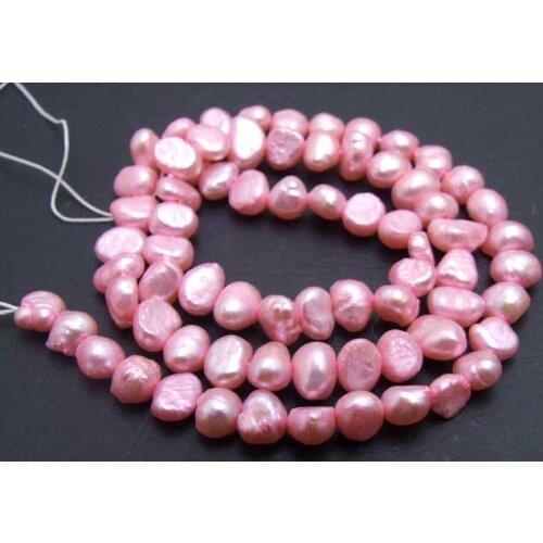 Qingmos Natural 5-6mm Baroque Freshwater Light Pink Pearl Loose Beads for Jewelry Making DIY Necklace Bracelet Earring 14" lo465