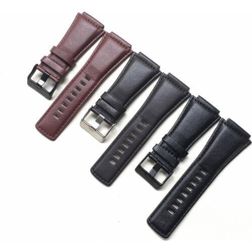 34*24mm Black Brown Convex End Soft Calfskin Genuine Leather Watch Band For Bell BR01 BR03 Strap BR Belt Bracelet