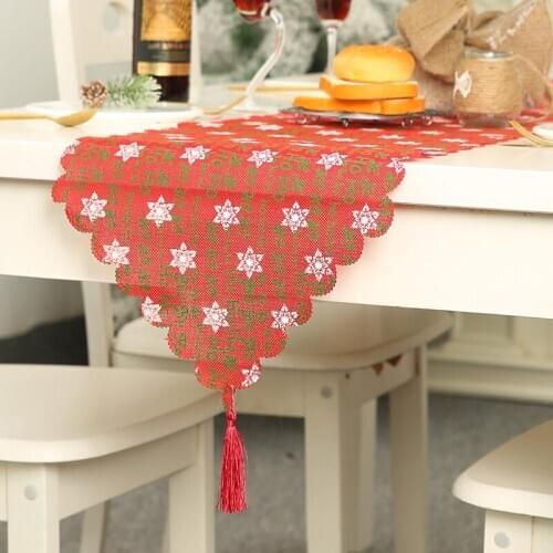 Christmas Printed Table Flags Linen Table Decoration Table Flags With Tassels Home Restaurant Table Decoration Table Flags