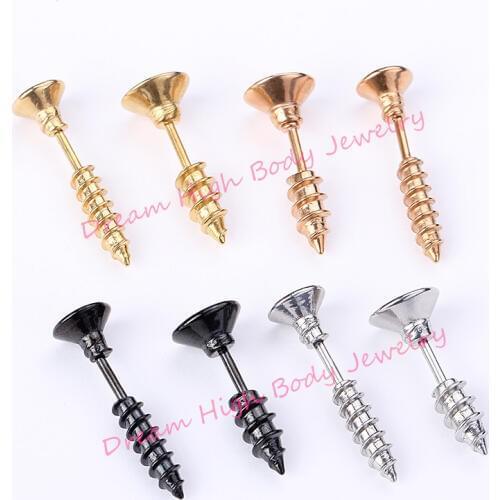 Earring Screw Stainless Steel Retro Pin Piercing Earrings Rock Punk Spike Rivet Ear Studs for Women Men Fashion Jewelry Cross