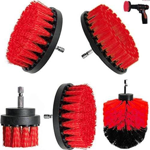 2 3.5 4 5 inch solid hollow Drill Power Scrub Clean Brush For Leather Plastic Wooden Furniture Cleaning Power Scrub, Red