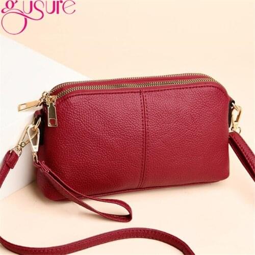 Gusure Casual Double Zipper Ladies Shoulder Purses Women Crossbody Bags Trendy Simple Female Small Phone Bags
