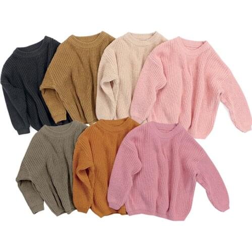 0-5Y Autumn Winter Baby Girls Boys Sweater Knit Solid Pullover Long Sleeve Warm Outfits 9 colors
