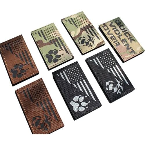 USMC patch Marine corps IR laser carved reflective American flag Patches bear paw camouflage nylon armband tactical badge