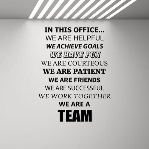 In This Office We Do Teamwork Wall Decal We Are A Team Poster Success Sign Office Quote Vinyl Sticker Office Decor C151