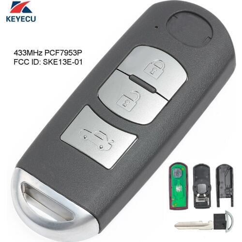KEYECU Replacement Genuine Remote Key Fob 3 Button 433Mhz ID83 for Mazda 3 6 2014-2017 FCC ID: SKE13E-01