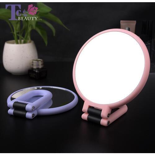 HD Desktop Makeup Mirror Female Dormitory Book Table Dressing Small Mirrors Folding Portable With Cute Double Mirror