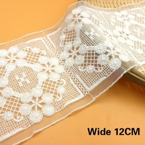 12CM Wide Exquisite Lace Fabric Embroidery Applique Neckline DIY Handmade Patchwork Sewing Wedding Curtain Craft Decoration