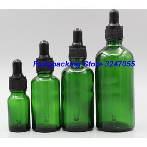 5ml10ml15ml20ml30ml50ml100ml Empty Green Professional Essential Oil Bottle, Glass Cosmetic Dropper Pipette Containers