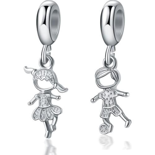 New Fashion Baby Boy and Girl Pendants Beads fit Charms Bracelets & Bangles for Women Silver Color DIY Party Jewelry Gifts