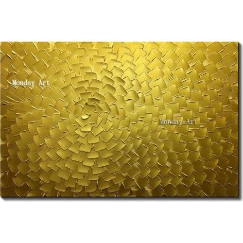 3D Artwork painting Hand Painted Oil Paintings Modern Abstract Gold Flower Pictures on Canvas Wall Art picture for Living Room