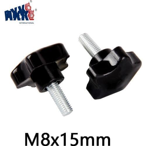 AXK 5pcs M8x15mm Star / handle / hand adjusting screw /Bakelite Star Type Plastic Head Handle Screw Wood Plum Bolt