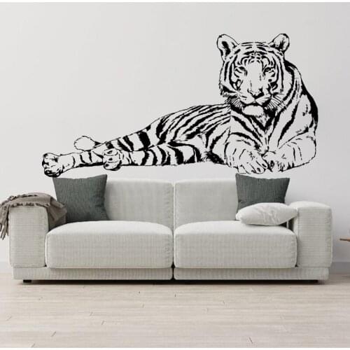 Large Sleeping Tiger Beast Animal Wall Sticker Bedroom Kid Room Safari Africa Jungle Animal Tiger Wall Decal Playroom Vinyl T178