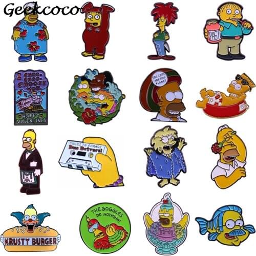 J1721 Geekcoco Enamel Pin Cartoon Brooch Collection Cute Metal Lapel Badge Brooches for Women Men Jewelry Gift