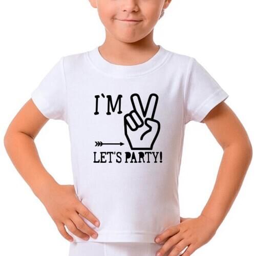 I'm two lets party Print Kids tshirt Boy Girl shirt Children Toddler Clothes Funny Street Top Tees CZ-162