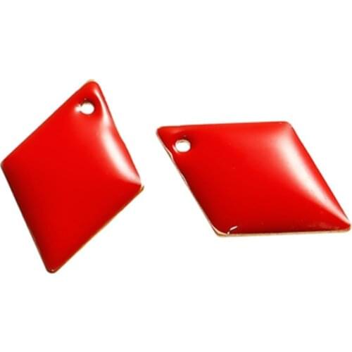 DoreenBeads Fashion Copper Enamelled Sequins Pendant Rhombus Unplated Colorful Enamel Jewelry DIY Charms 16mm x 11mm, 10 PCs