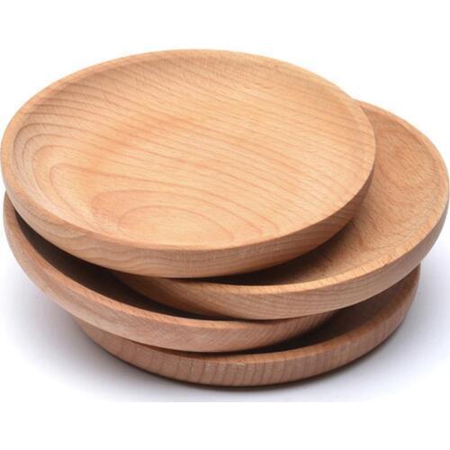 Eco-friendly Snack Plate Round Wooden Cake Fruits Dish Room Dessert Service Tray Wood Sushi Board Party Tableware