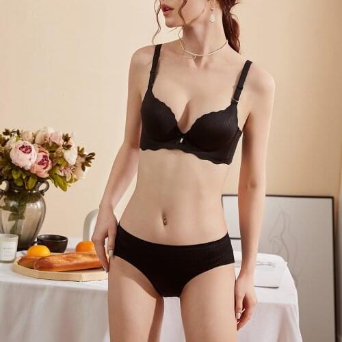 Elegant Women Bra Match Panty Sets Wireless Lingerie Padded Bralette Cozy Underwear And Briefs Set Size 30-38 AA A B