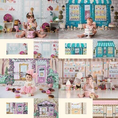 Ice cream backdorp for photography newborn kids portrait photo shoot 1st birthday party decoration supplies background for photo