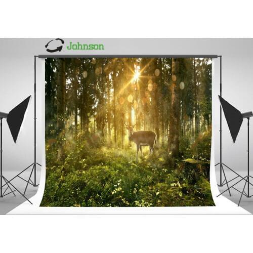 Sun Fairy Tale Forest Deer Tree Bokeh photo backdrop polyester or Vinyl cloth High quality Computer print wall background