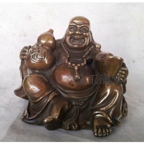Chinese pure brass Carved statue Maitreya ' Laughing Buddha