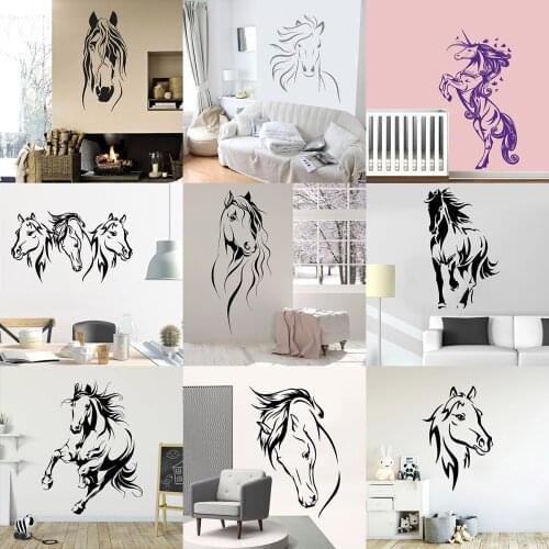 Creative Horse Wall Sticker Wall Decals For Kids Room Living Room Decoration Unicorn Horse Wallpaper Home Decor Removable Vinyl