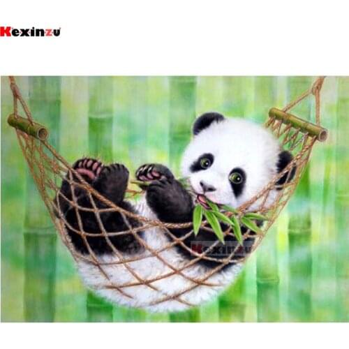 Kxinzu 5D Diamond Embroidery Animal Panda Cross Stitch DIY Diamond Painting horse Diamond rhinestones Home Decor Christmas gift