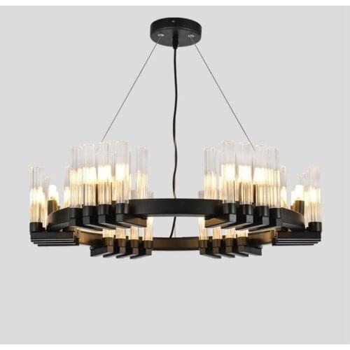 Nordic Round Crystal Restaurant Light Postmodern Hotel Lobby Creative Designer Personality Candlestick Chandelier