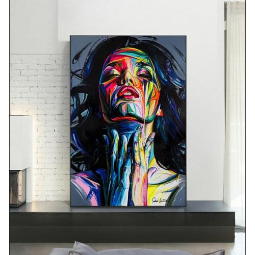 Vogue Women Portrait Oil Canvas Painting Colorful Graffiti Abstract Poster Picture Wall Art Print Bedroom Living Room Home Decor