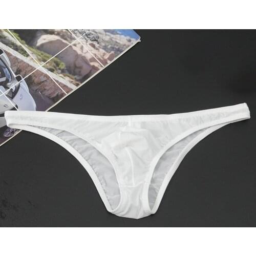 Mens Seamless Breathable Briefs Ultra-thin See-through Low-rise Underwear Sexy Transparent Low Waist Seamless Mens Solid