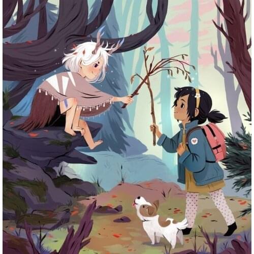 5D DIY Poured Glue Diamond Painting Kits Scalloped Edge Lovely Anime Picture Wall Decoration Unique Handcraft Gift For Chirld