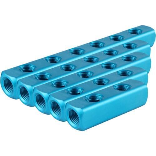 Pneumatic Components1/4" PT Thread Port 2 3 4 5 6 7 8 9 Way Pneumatic Quick Connector Air Hose Aluminum Manifold Block Splitter