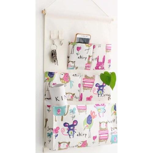 Dormitory hanging bag storage bag wall hanging door behind bedroom bathroom sundries household cotton and linen waterproof fabri