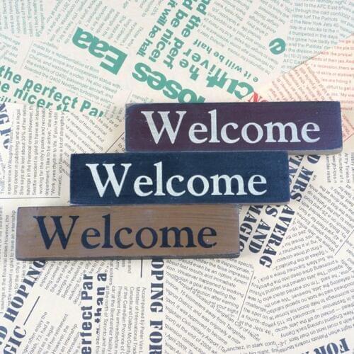 Rectangular wood welcome plaque home decoration wood craft sign welcome 17cm 3pcs/set free shipping