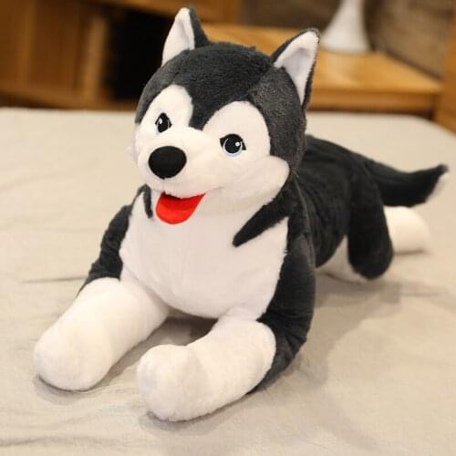 70cm Lifelike Husky Dog Plush Toy Simulation Stuffed Dog Animal Toys for Children Soft Baby Doll Kids Girl Lovely Birthday Gift