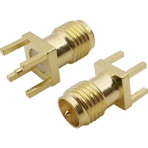 RP SMA Female(male pin) Edge Mount PCB Board Receptacle Plug 4 Pins Stand Square Straight Connector RF Coax Coaxial Adapter
