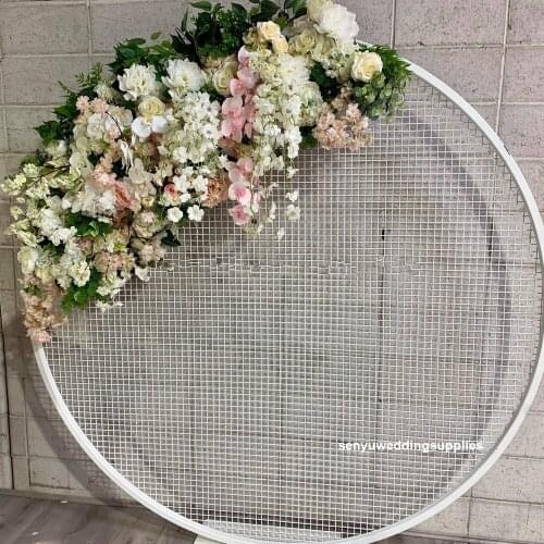 Wedding Stage Backdrop Decoration circle round white metal Wedding Arch With wedding Swing senyu1833