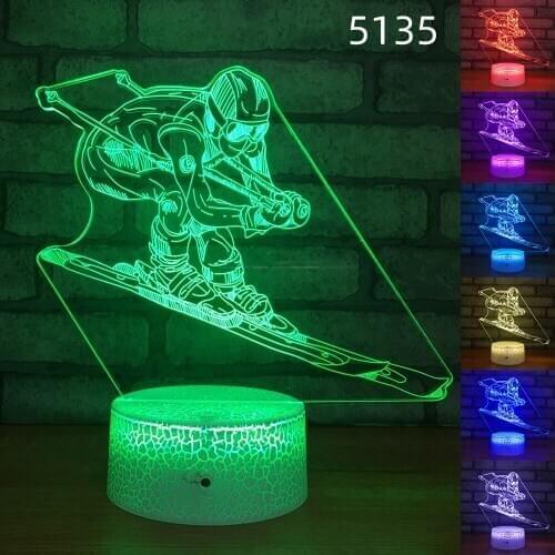 Skiing Model led 3d Night Light Bedroom Decoration Light Children Bedroom Bedside Desk Table Lamp Desk Decoration Lighting Gift