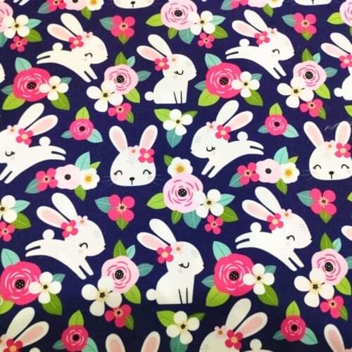 145CM Width Polyester Cotton Cartoon Rabbit Print Fabric Patchwork Tissue Sewing Quilting Needlework Material DIY Handmade
