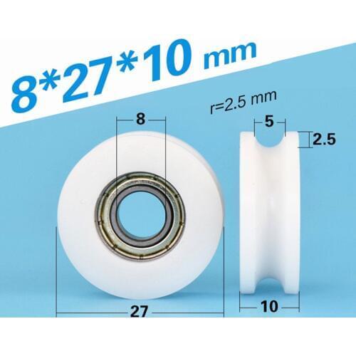 1pcs 8*27*10mm U groove wheel 688zz bearing pulley/crane/guide wheel, 5mm overhead wheel, POM