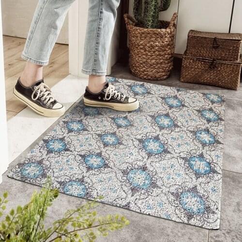 Plaid Printed Entrance Doormat Indoor Outdoor Retro Kitchen Bathroom Non-slip Rugs Carpet PVC Bottom Hallway Foot Pad Door Mat
