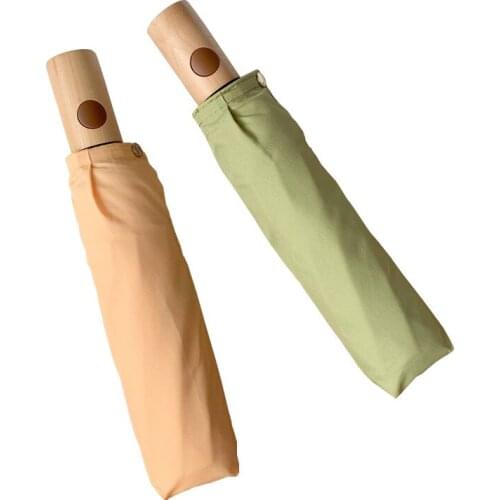 Japanese Creative Umbrella Light Three Folding Fully Automatic Sombrilla Literary Style Simple Paraguas Mujer Rain Gear EF50UB