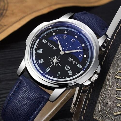 YAZOLE Hot Sell Fashion Leisure Men Watch Durable Quartz Movement with Star Pattern Special Independent Seconds Dial Design 407