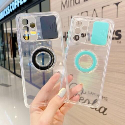 Camera Lens Protect Phone Case For Samsung s21 ultra plus Max case band Stand Holdes For a21 a32 a52 a72 Transparent Cover case