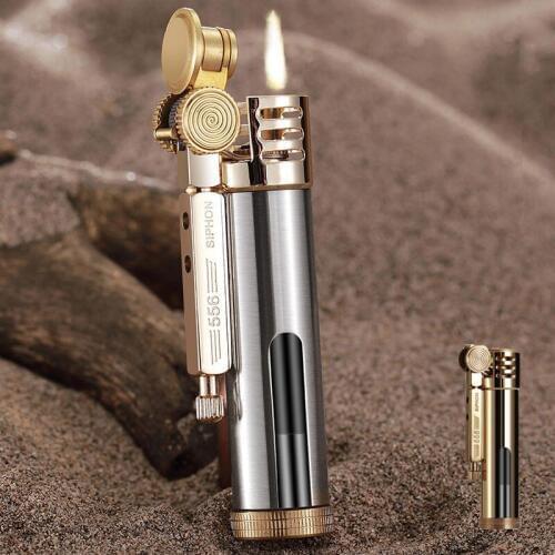 Retro Pure Copper Creative Lighter Can See Oil Tank Kerosene Business Fashion Men and Women Cigarette Cigar Cigarette Lighter