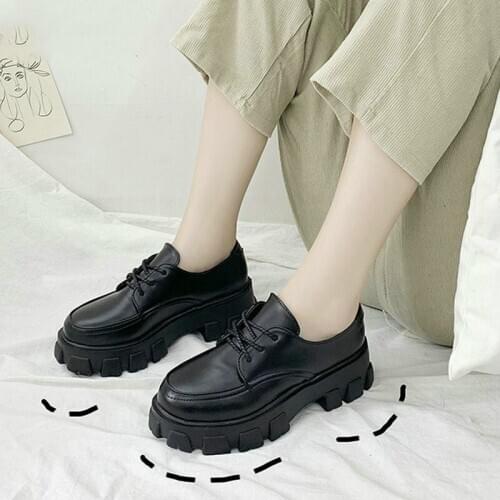 Ladies Leather Shoes Platform Heel Women Shoes Luxury Brand High Quality Women Oxford Casual Shoes Womens Flats