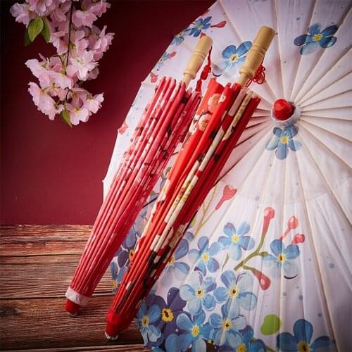 Silk Cloth Women Umbrella Japanese Cherry Blossoms Ancient Dance Umbrella Decorative Umbrella Chinese Style Oil Paper Umbrella