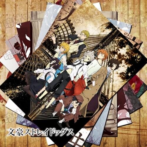10 PCS/LOT Anime Bungou Stray Dogs Poster Postcard Sticker Toy Atsushi dazai osamu Chuuya Ranpo Gift Card Wall Pictures