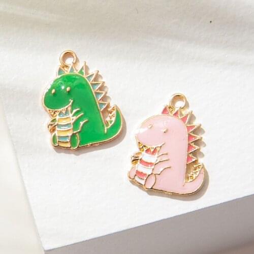 10Pcs Enamel Gold Color Dinosaur Charms Pendant for Jewerly DIY Making Bracelet Women Earrings Necklace Accessories Findings